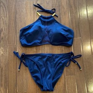 Zeki Blue Bikini Suit Top & Bottom Size Medium